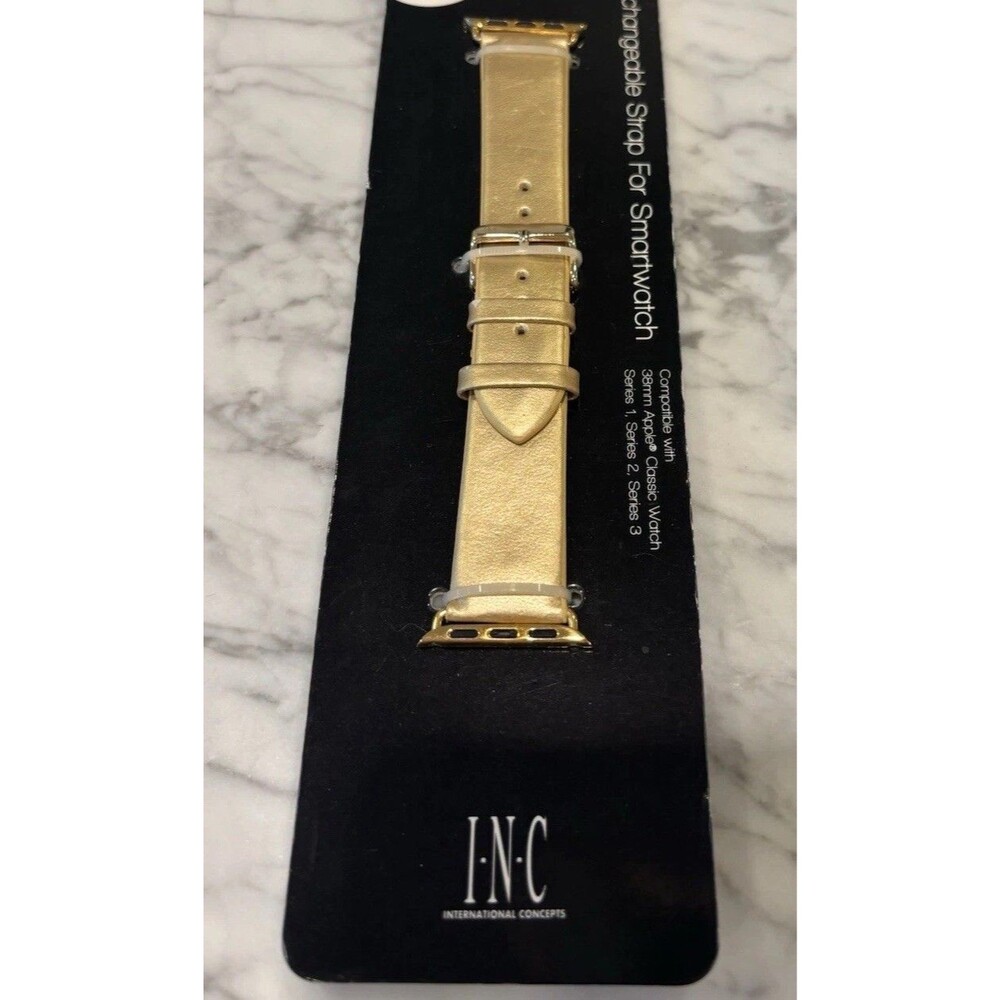 I.N.C.‎ Women's Metallic Gold Faux Leather 42mm Apple Watch Band Strap Wristband